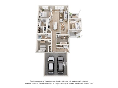 Floor plan for 3 beds, 2 baths, 1575 sqft